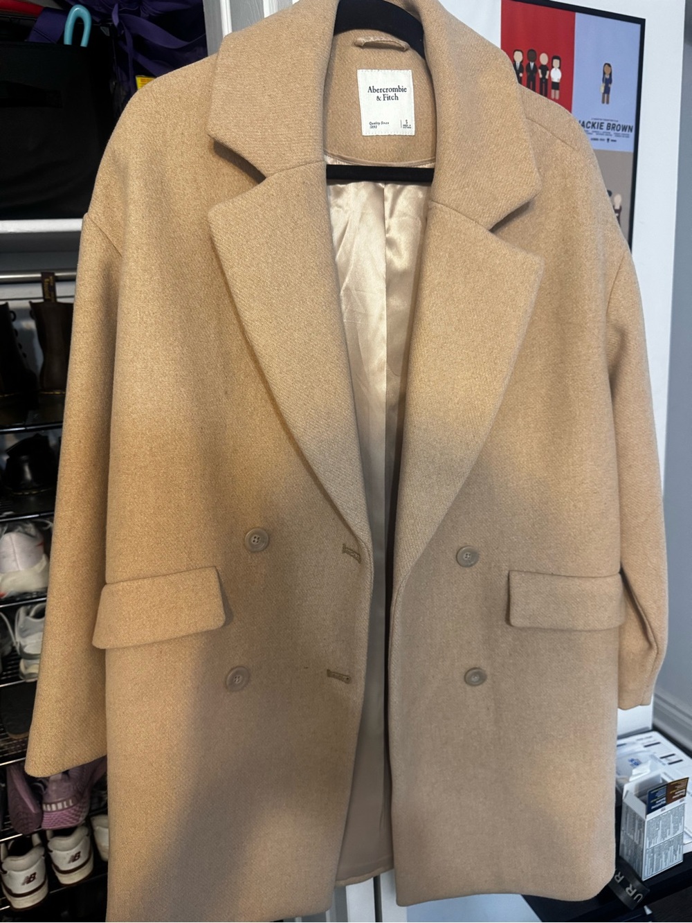 Abercrombie & Fitch Women's Camel-Tone Double-Breasted Pea Coat
